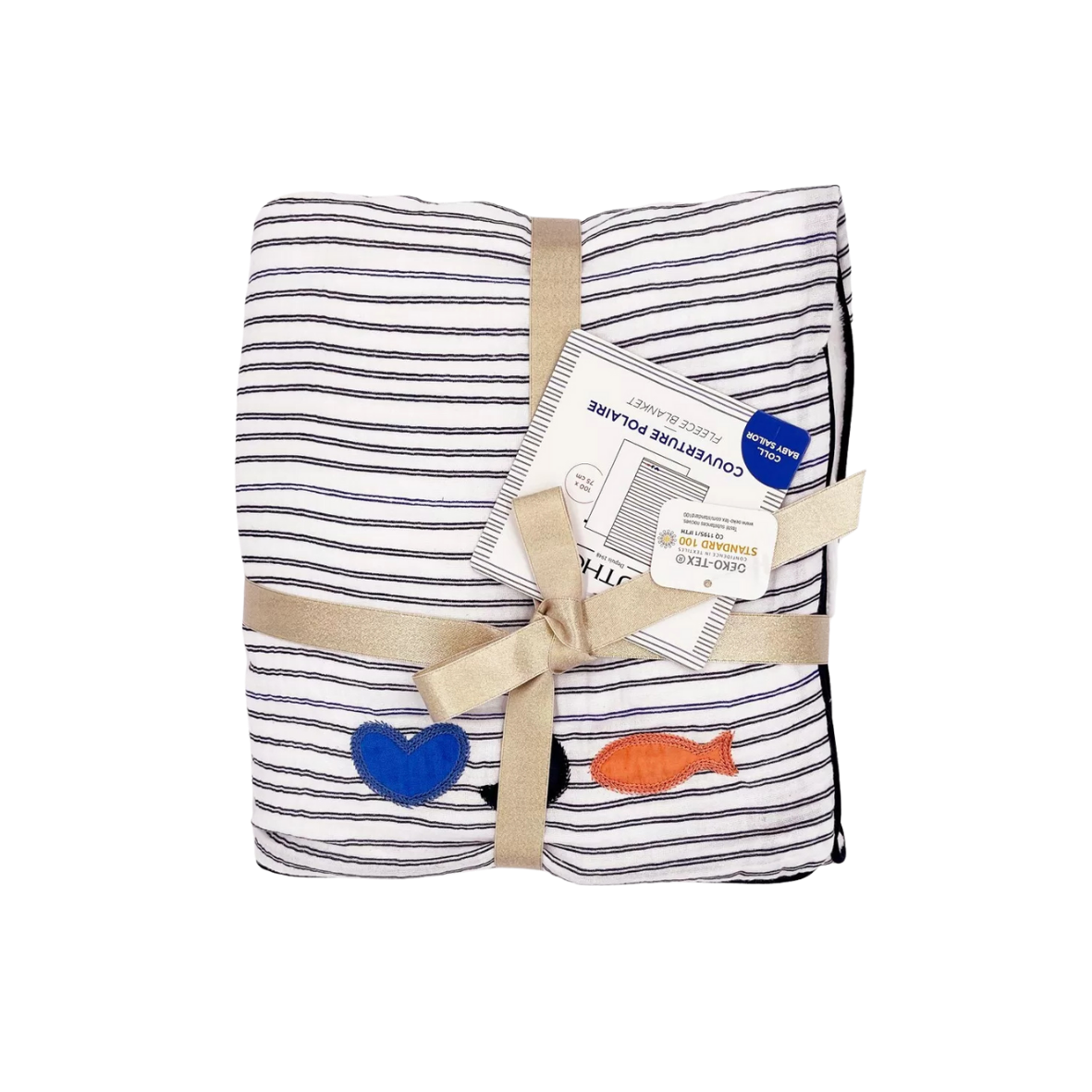Couverture en gaz de coton et polaire - "Baby sailor"