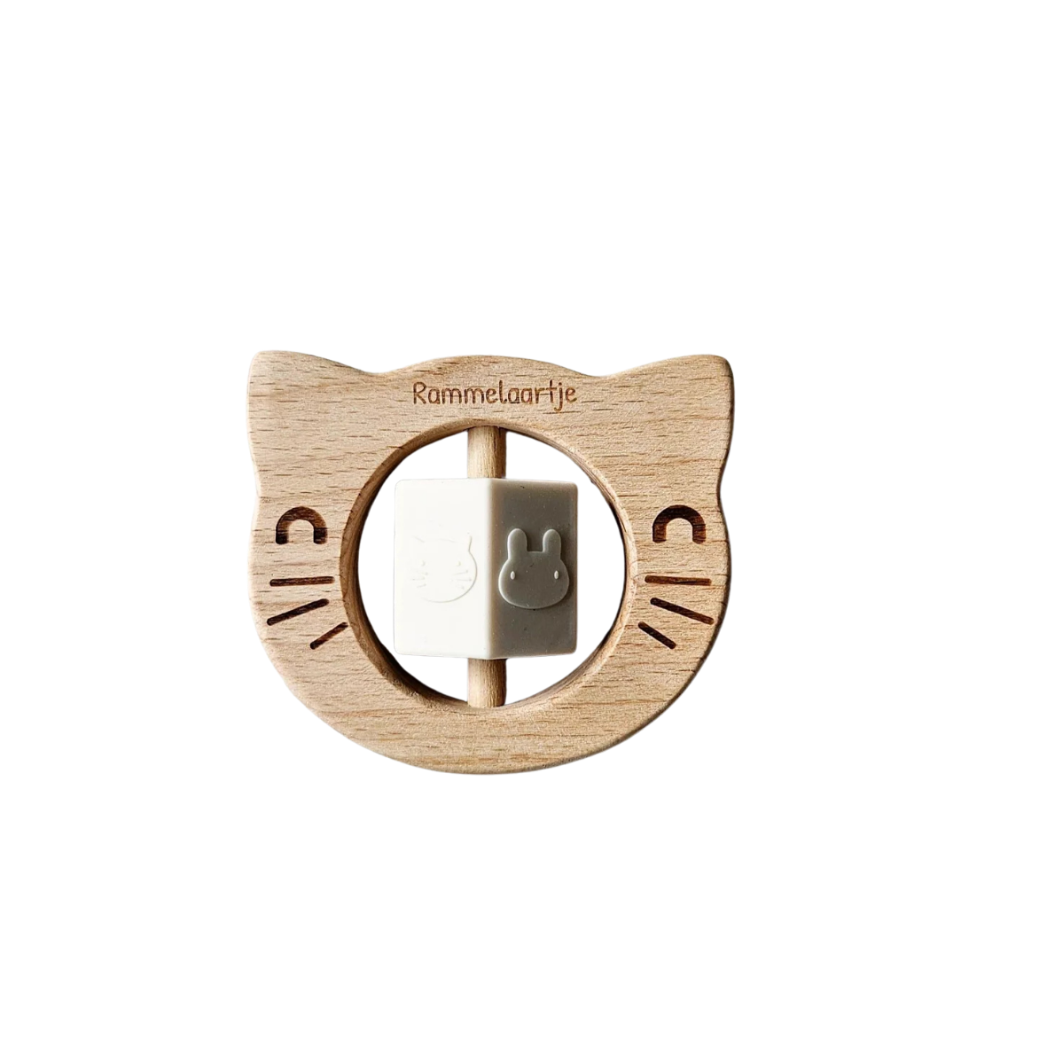 Hochet en Bois de Hêtre avec Bloc Rotatif en Silicone - Ours