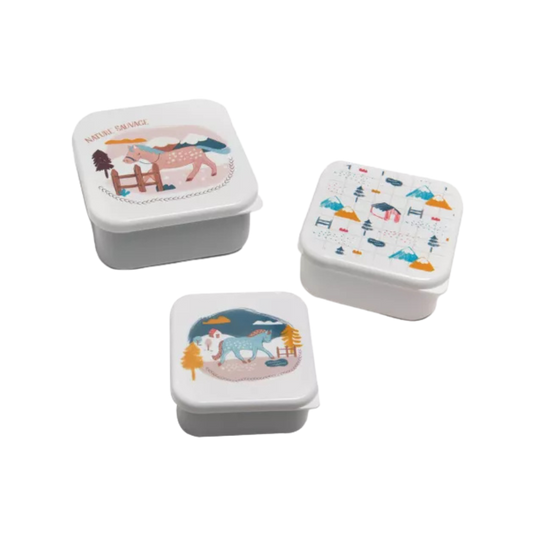 Boîtes à Goûter Empilables – Lot de 3 “Marceau” – Thème Chevaux