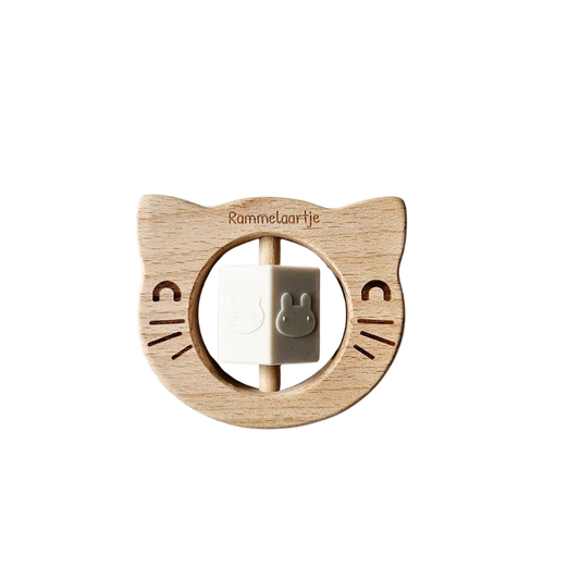 Hochet en Bois de Hêtre avec Bloc Rotatif en Silicone - Ours